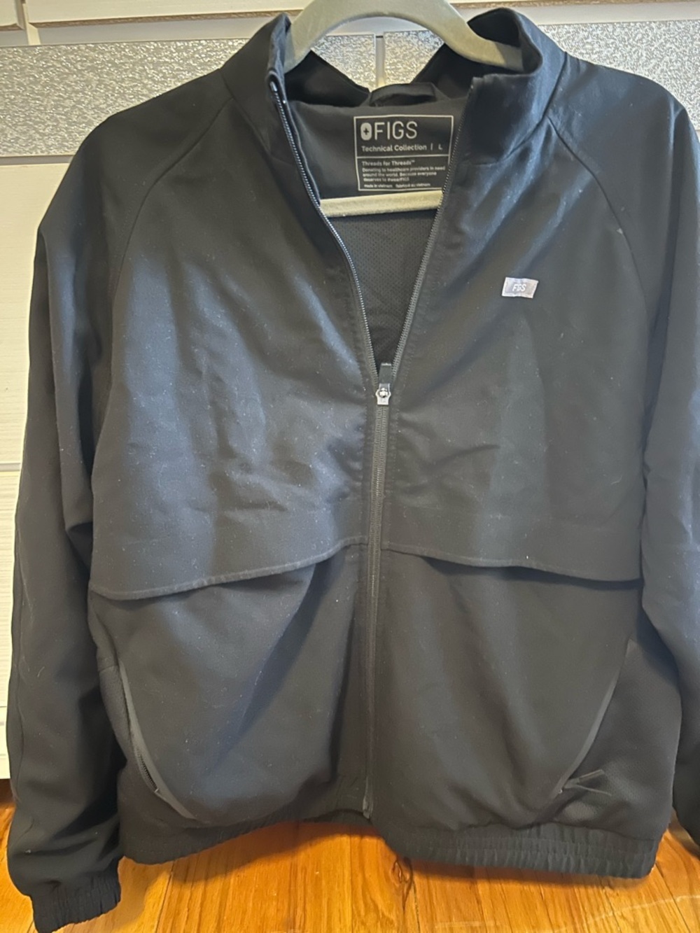 FIGS Black Technical Zip Jacket